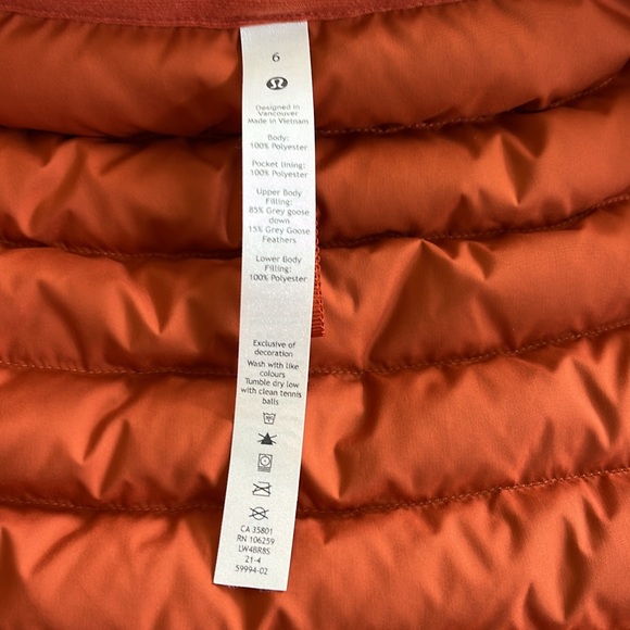 Lululemon canyon orange lightweight relaxed fit down vest size 6 - Picture 7 of 15